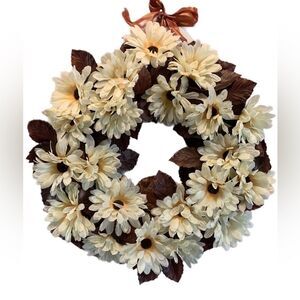 BEAUTIFUL White Floral Door WREATH Hanging Home Decor Flowers